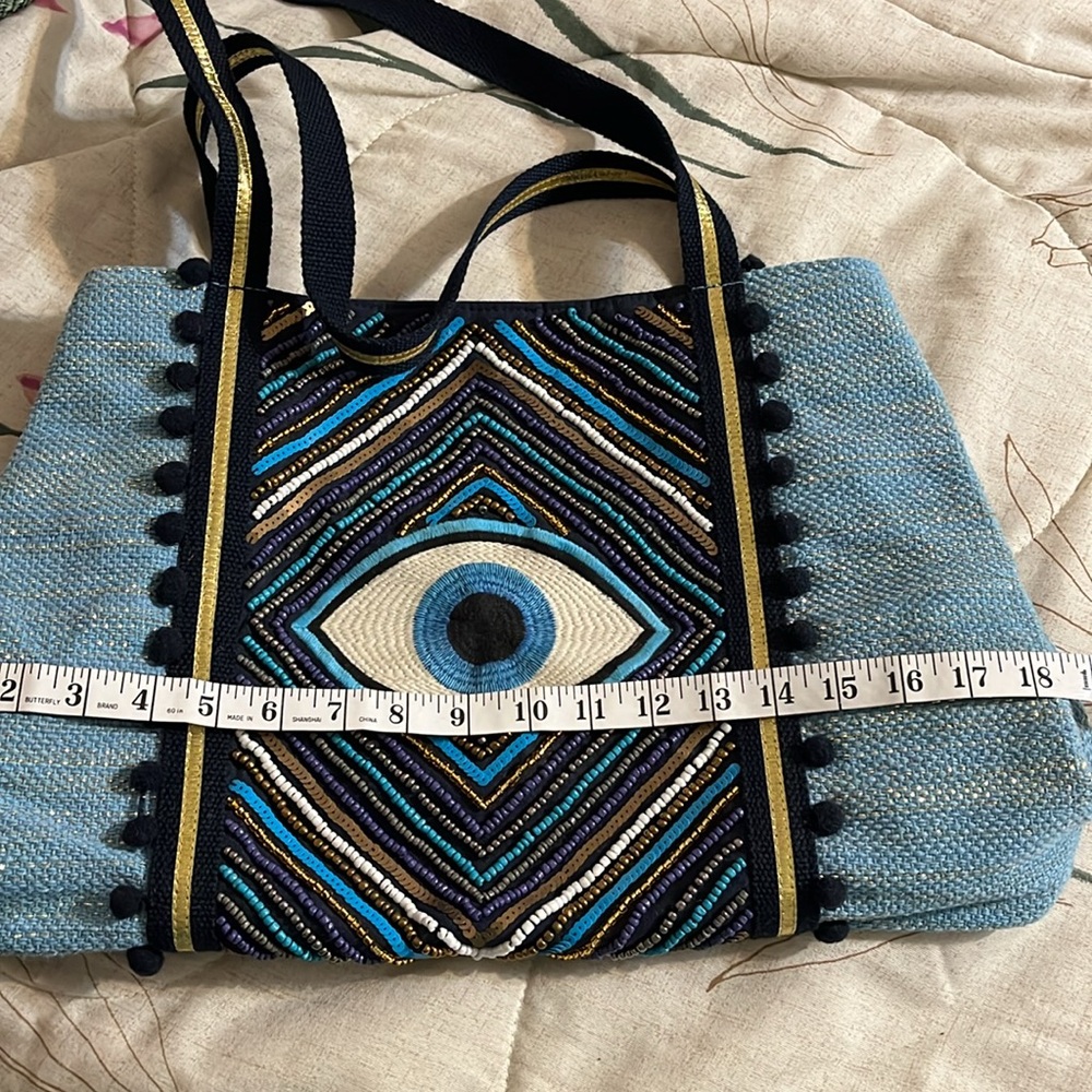 Blue Beaded Tote Bag - Picture 9 of 10